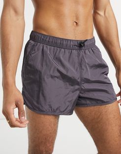 runner super short swim shorts with bungee cord fastening in charcoal-Gray