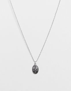 skinny 2mm neckchain with oval pendant in burnished silver tone