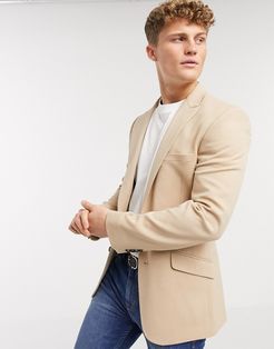 skinny blazer in camel oxford-Neutral