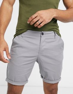 skinny chino shorts in light gray-Grey