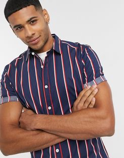 skinny fit stripe shirt in navy