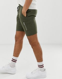 skinny jersey shorts with MA1 pocket in khaki-Green