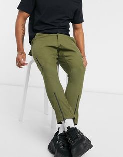 skinny pants with multi zips in green