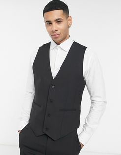 skinny suit vest in black