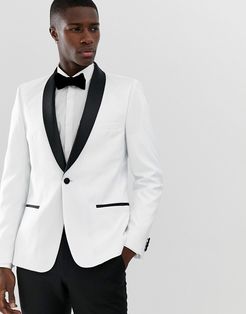 skinny tuxedo blazer in white with black lapels