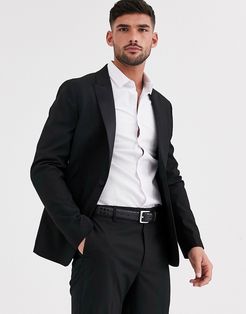 skinny tuxedo suit jacket in black