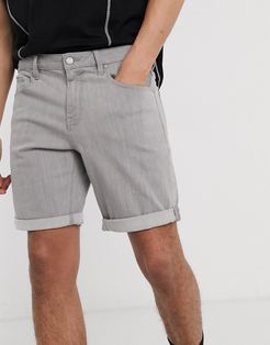 slim denim shorts in washed gray
