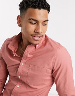 slim fit organic oxford shirt in pink