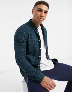 slim plaid shirt in green