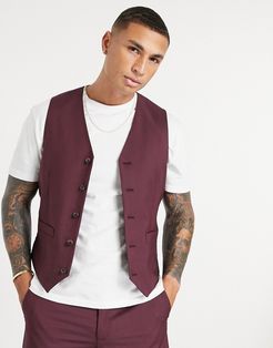 slim suit vest in burgundy-Grey