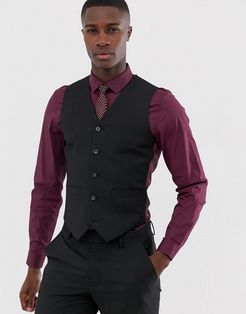 slim suit vest in black