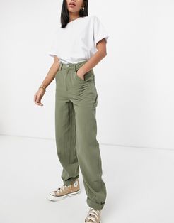 slouchy sweatpants in khaki cheesecloth-Green