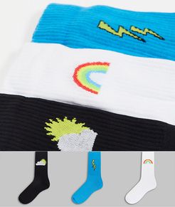 sport socks with weather logos 3 pack-Multi