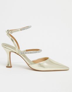 Star embellished pointed mid-heels in gold