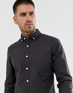 stretch slim oxford shirt in black