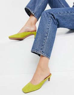 Sunshine leather kitten heels in chartreuse-Green