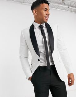 super skinny tuxedo suit jacket in white with black lapel