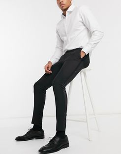 super skinny tuxedo suit pants in black