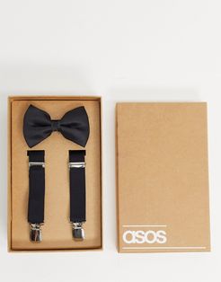 suspender and bow tie set in black