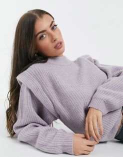 sweater with structured shoulder in lilac-Purple