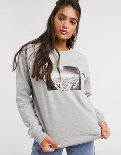 sweatshirt with out of office motif-Grey