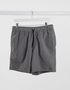 swim shorts in charcoal mid length-Grey