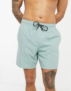 swim shorts in gray with pintuck in mid length-Grey