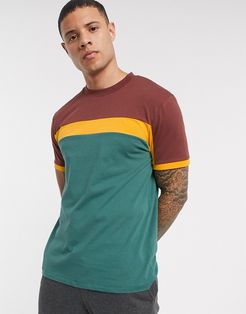 t-shirt with color block panels in green