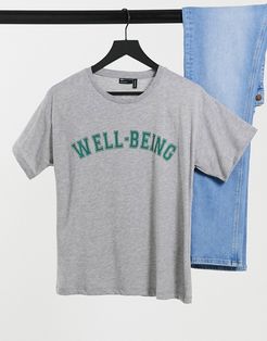 t-shirt with well-being varsity graphic in gray marl-Grey