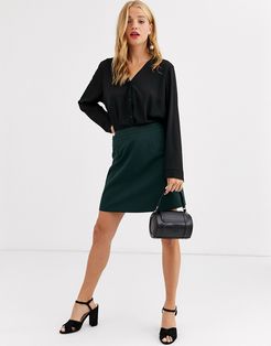 tailored a-line mini skirt-Green