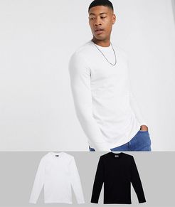 Tall 2 pack long sleeve t-shirt with crew neck-Multi