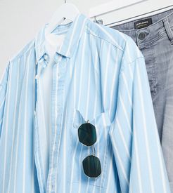 Tall 90s oversized shirt in blue oxford stripe-Blues