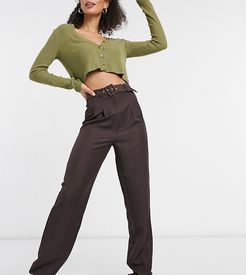 ASOS DESIGN Tall belted slouchy dad pant in brown