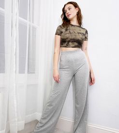 ASOS DESIGN Tall casual jersey wide leg pant in gray marl-Grey