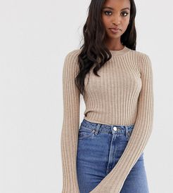 ASOS DESIGN Tall crew neck sweater in skinny rib-Neutral