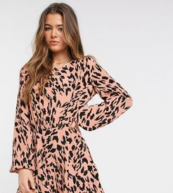 ASOS DESIGN Tall floaty romper with godet inserts in smudged animal print-Multi