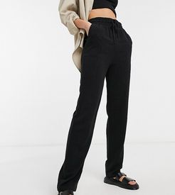 ASOS DESIGN Tall linen relaxed tapered pants in black