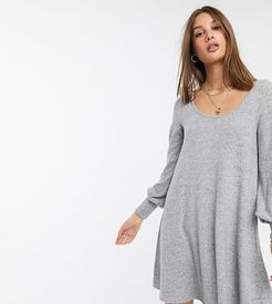 ASOS DESIGN Tall long sleeve super soft mini smock dress-Grey