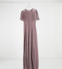 ASOS DESIGN Tall maxi dress with lace panels and blouson bodice-Purple