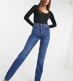 ASOS DESIGN Tall organic mid rise '90s straight leg jeans in rich '70s blue