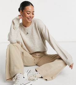 ASOS DESIGN Tall oversized fine crew neck sweater in oatmeal-Grey