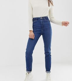 ASOS DESIGN Tall Recycled Farleigh high waisted slim mom jeans in dark wash-Blue