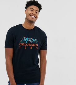 Tall relaxed fit t-shirt with city print and roll sleeves-Navy