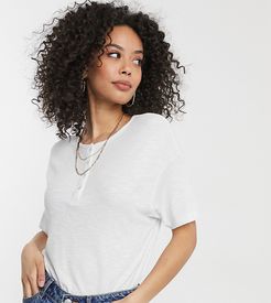 ASOS DESIGN Tall snap front boxy crop T-shirt in white