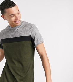 Tall t-shirt with contrast body panels in heavyweight twisted jersey-Green