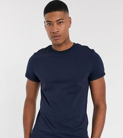 Tall t-shirt with crew neck and roll sleeve in navy