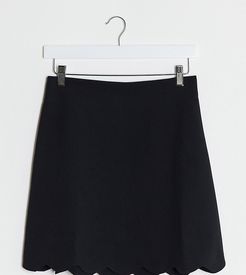 ASOS DESIGN Tall tailored a-line mini skirt with scallop hem-Black