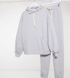 ASOS DESIGN Tall tracksuit oversized hoodie with contrast ties / oversized sweatpants in gray marl