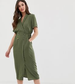 ASOS DESIGN Tall tux midi dress-Green