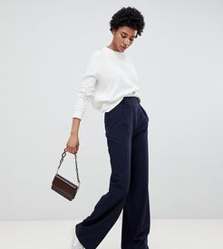 ASOS DESIGN Tall wide leg pants with pleat detail-Navy